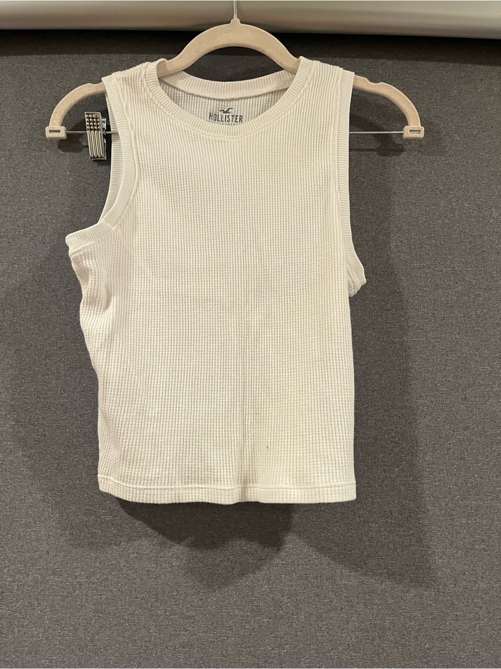 Hollister Cream Ribbed Sleeveless Tank Top